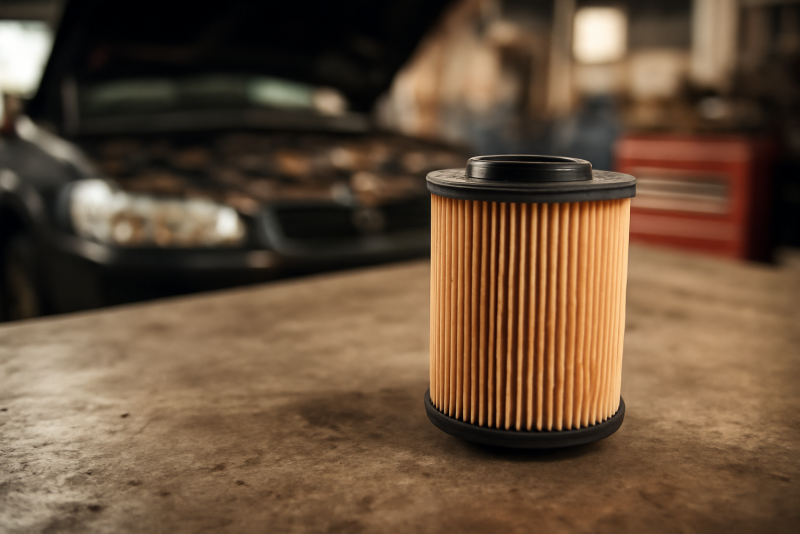 filtre pose sur etabli d atelier automobile