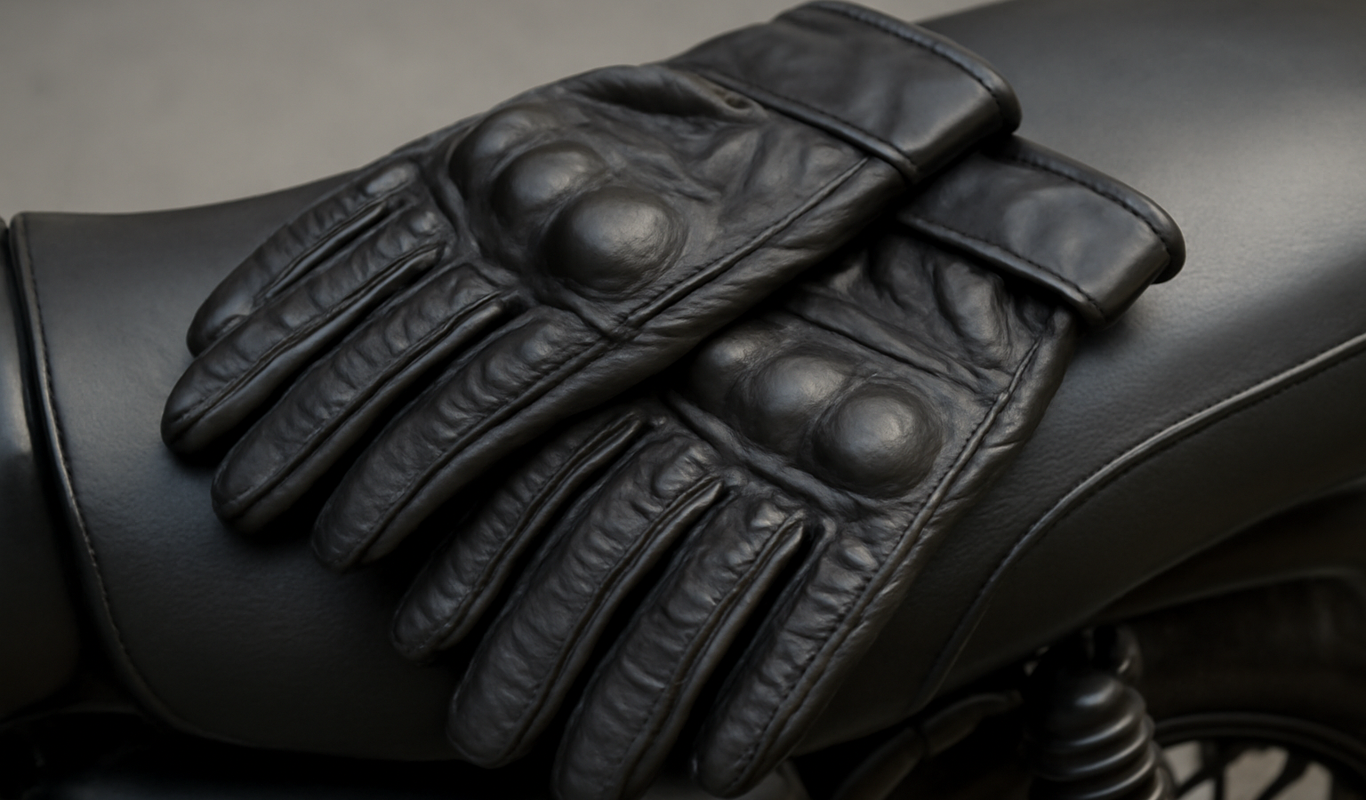 paire de gants moto posée sur selle
