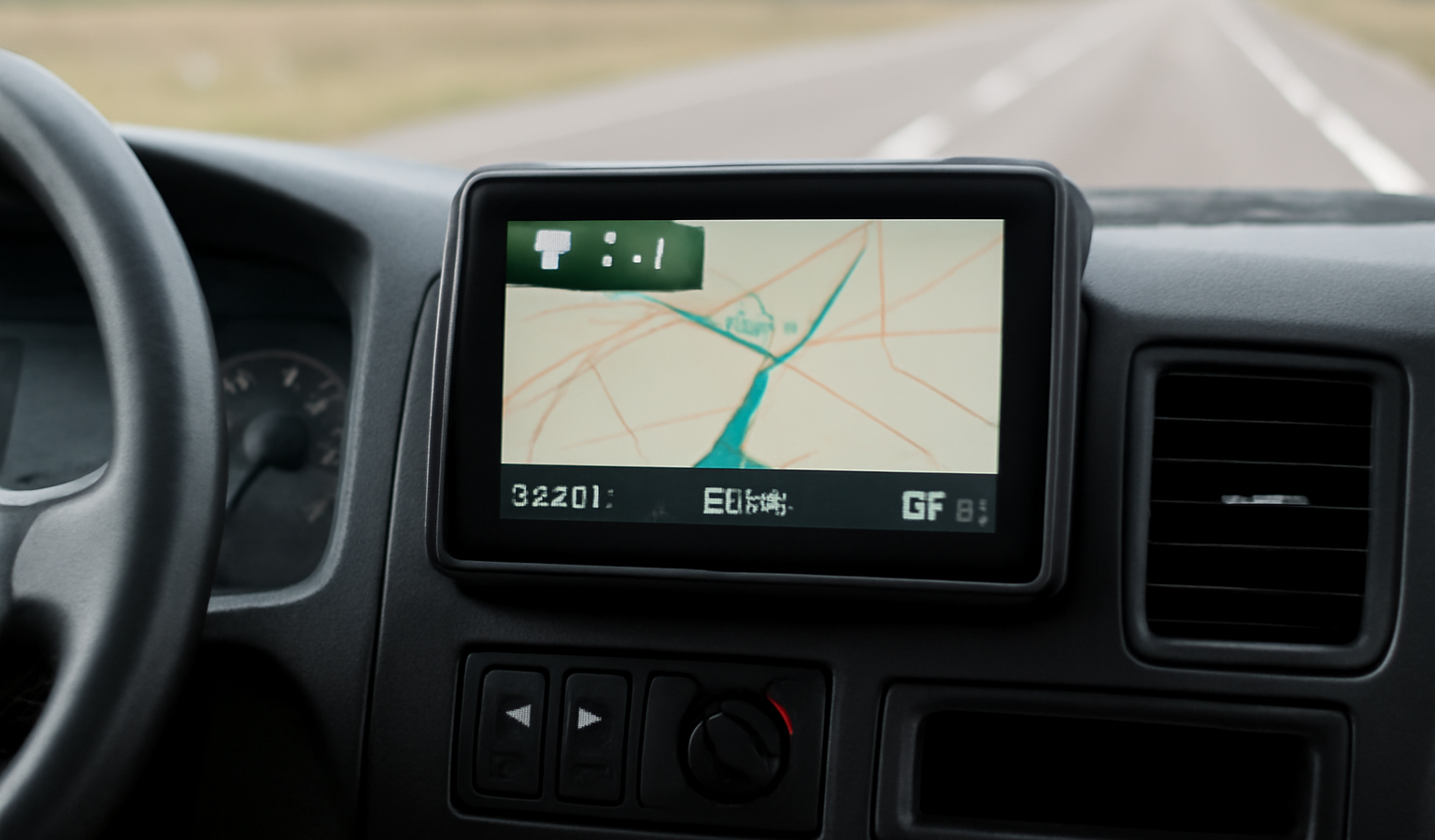 ecran gps sur tableau de bord de camion