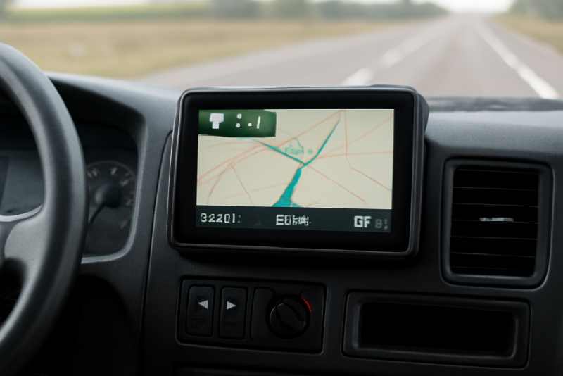 ecran gps sur tableau de bord de camion