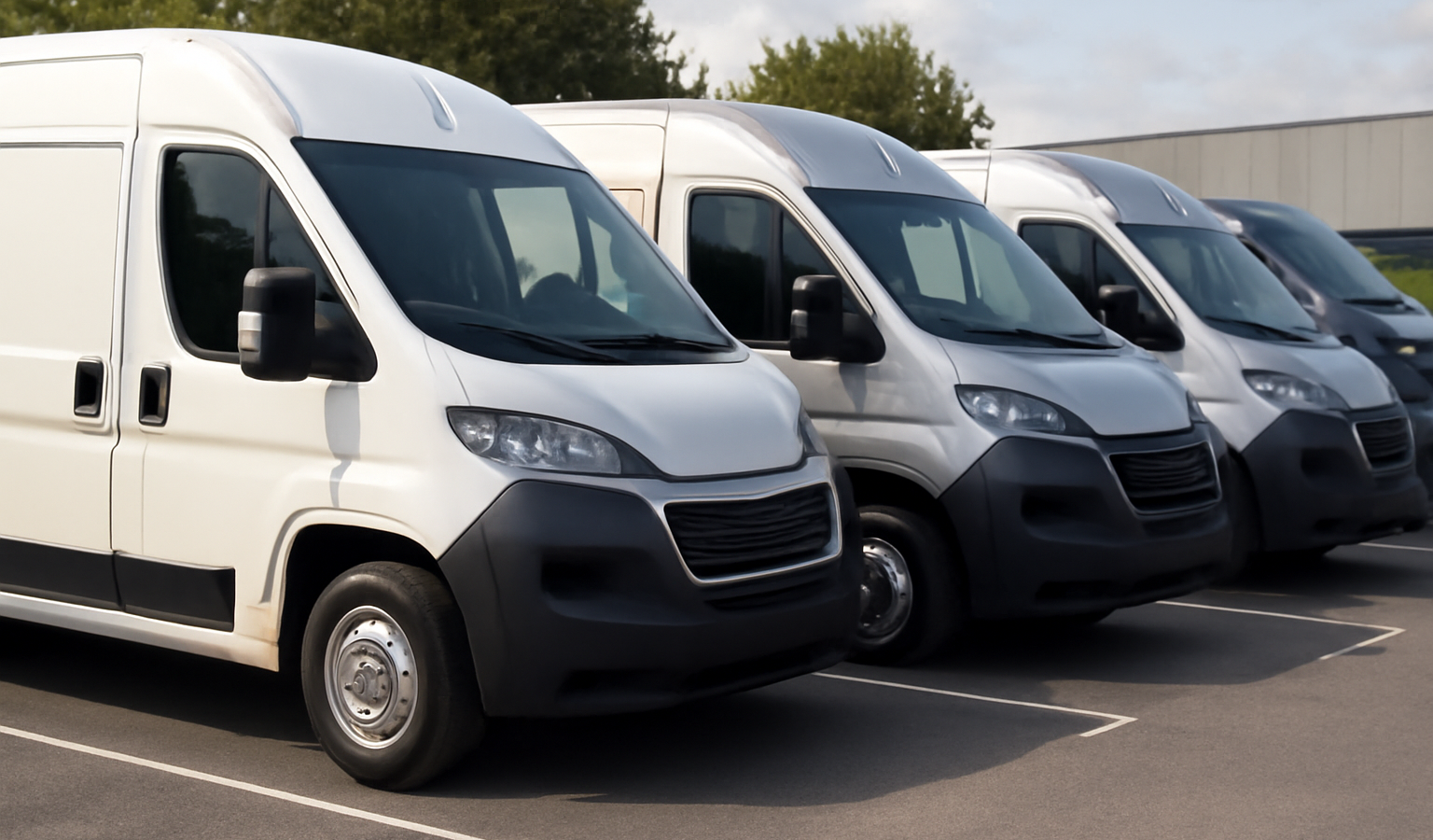 plusieurs voitures professionnelles alignees sur parking