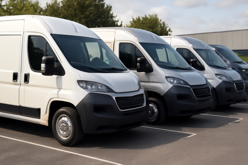 plusieurs voitures professionnelles alignees sur parking