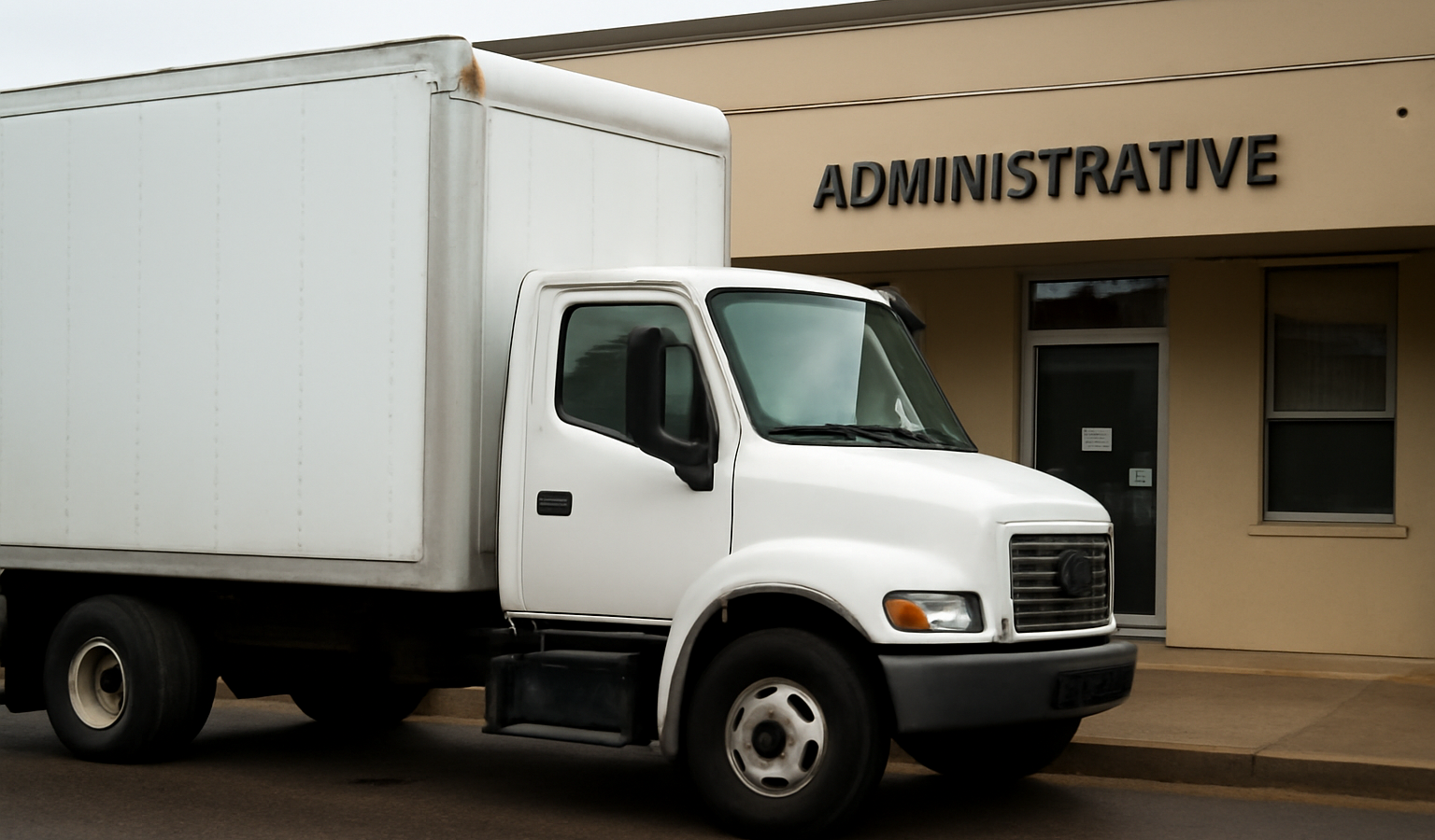 camion devant guichet administratif