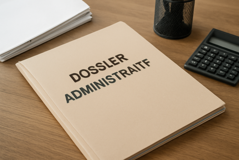dossier administratif pose sur un bureau