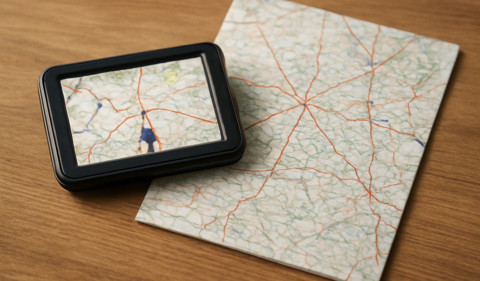 gps et feuille de route posés sur une table