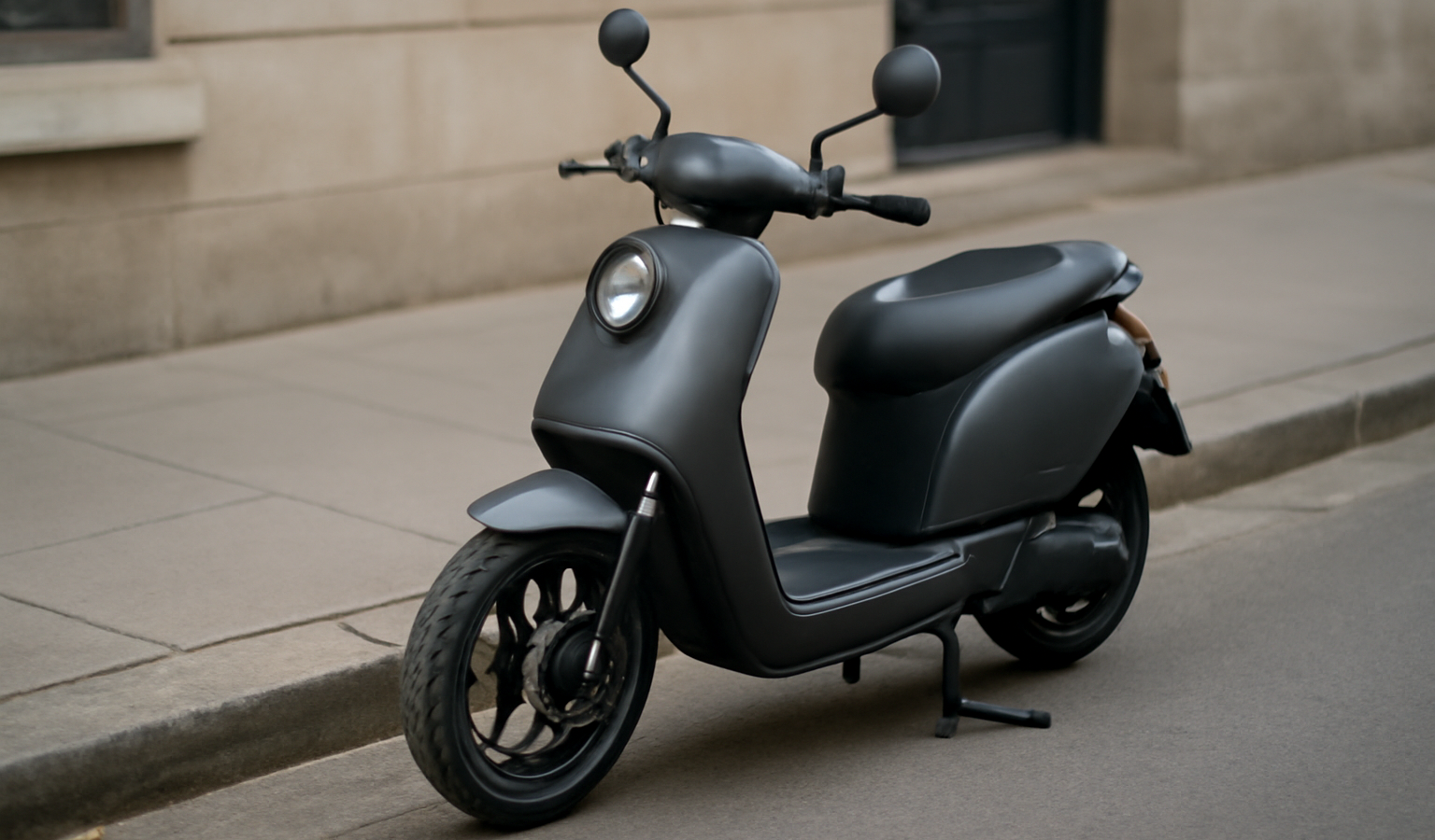 petite moto électrique garée sur trottoir