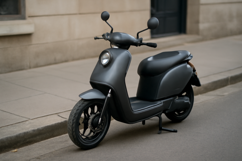 petite moto électrique garée sur trottoir
