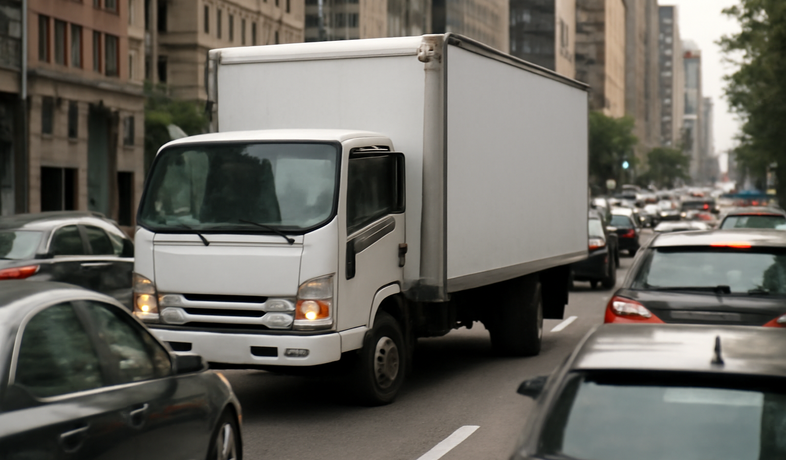 camion de livraison dans embouteillage urbain