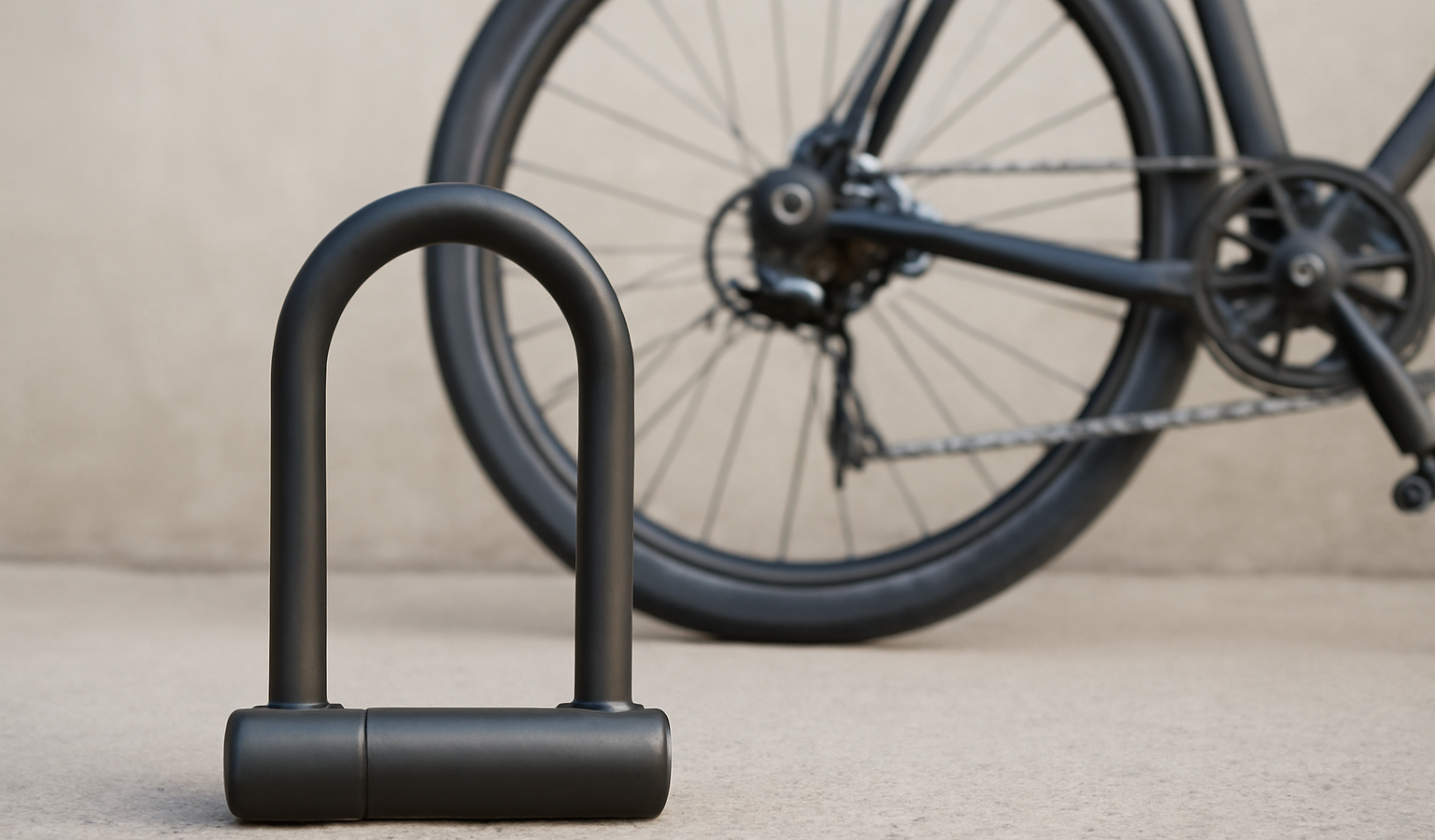 antivol en u posé à côté d'un vélo