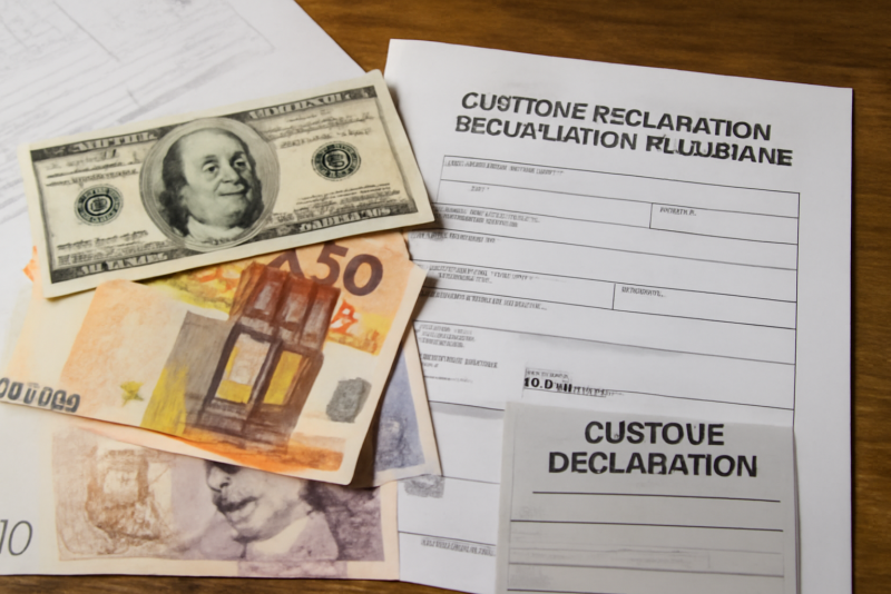 billets et documents douaniers sur table