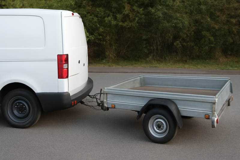 remorque vide attachee a une camionnette