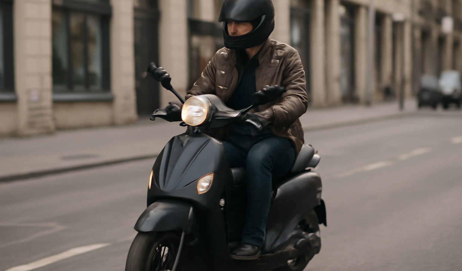 personne sur scooter en rue urbaine