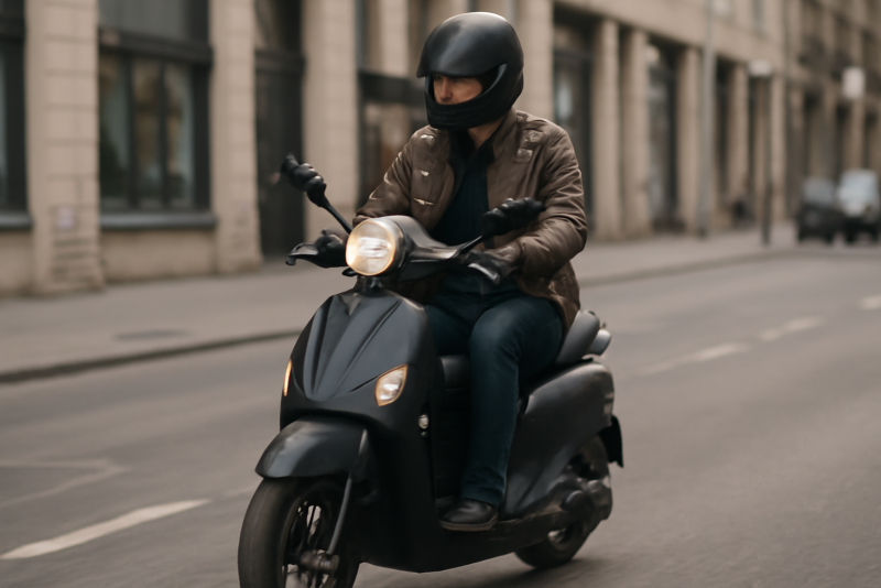 personne sur scooter en rue urbaine