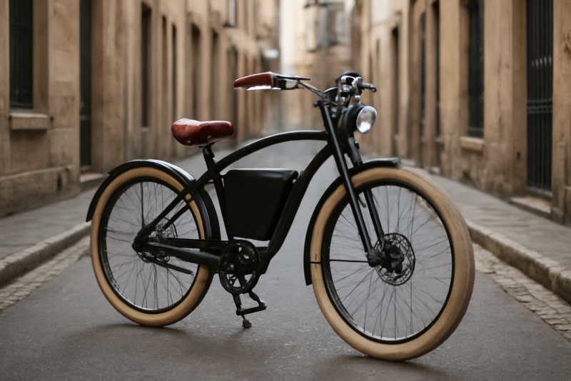 velo electrique style vintage dans rue