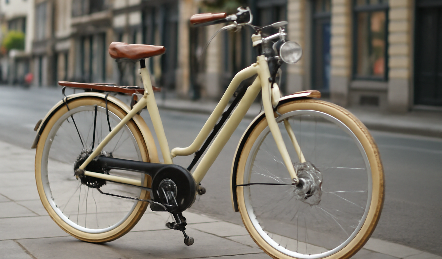 velo electrique au design retro stationne en ville
