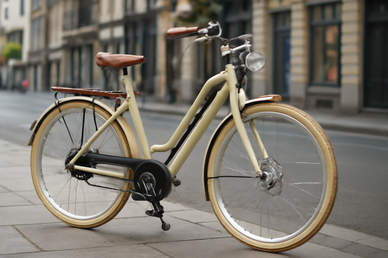 velo electrique au design retro stationne en ville