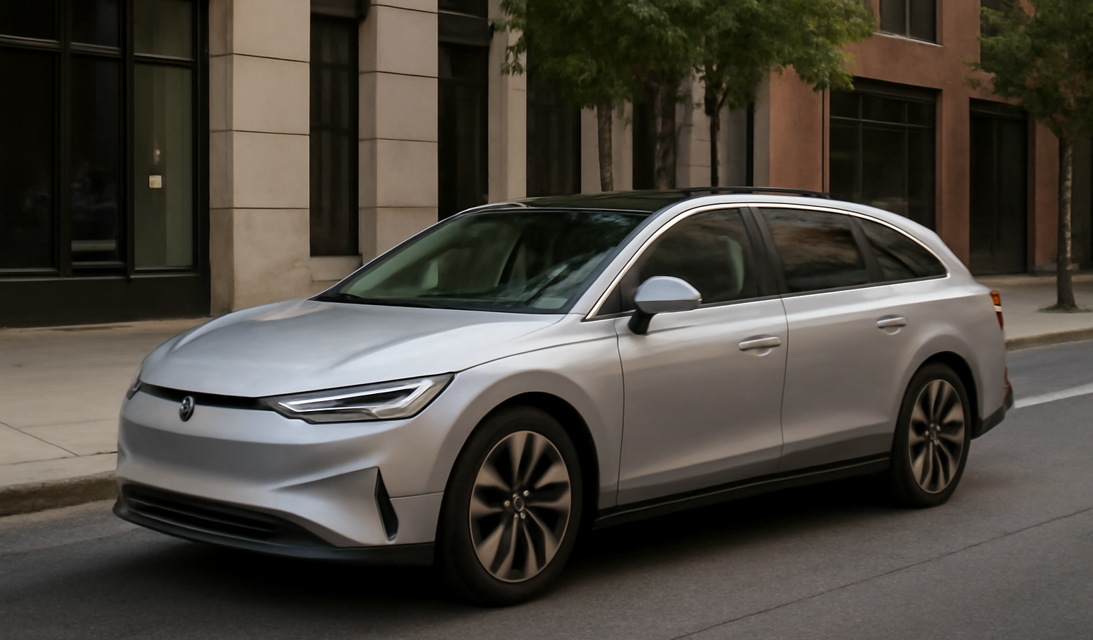 voiture electrique familiale garée en ville