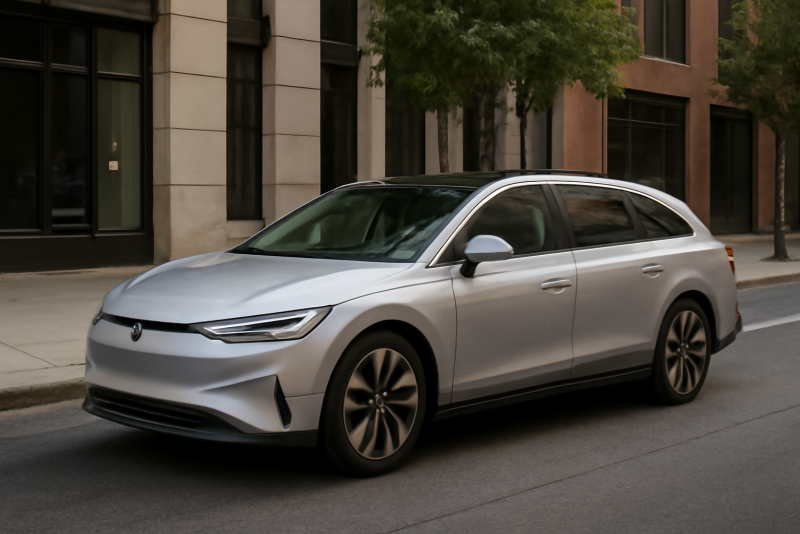 voiture electrique familiale garée en ville