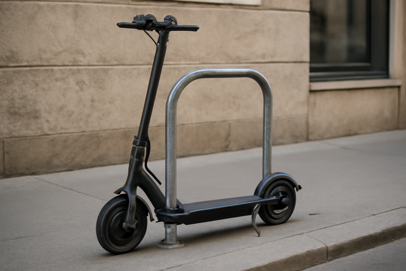scooter attache a arceau urbain