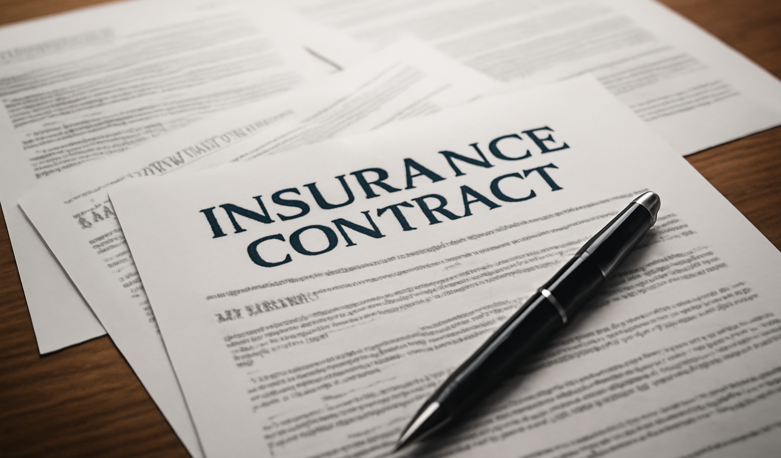 contrats d'assurance étalés sur bureau avec stylo