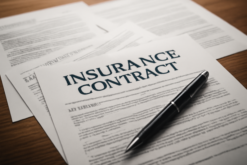 contrats d'assurance étalés sur bureau avec stylo