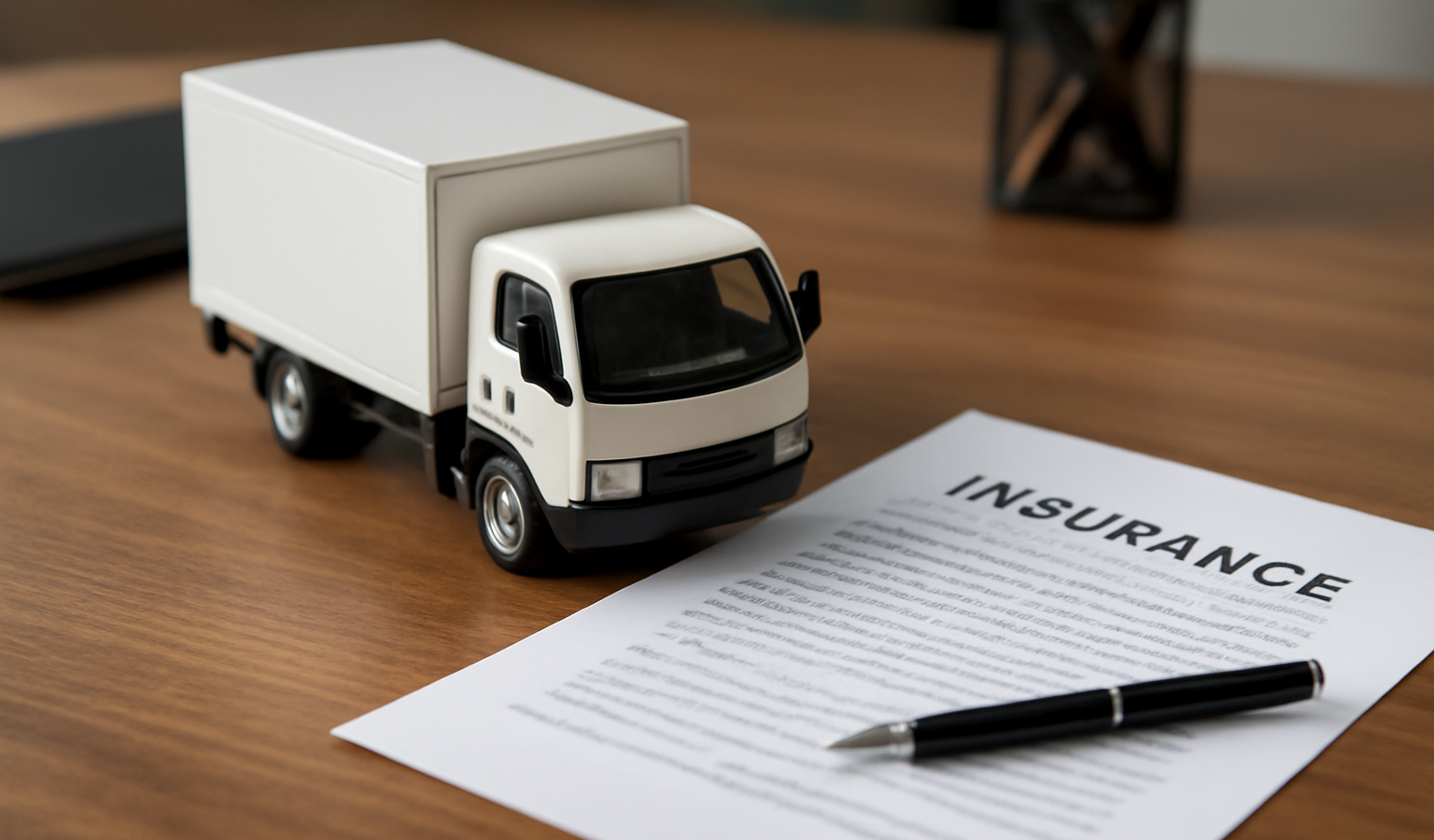 camion et papier assurance posés sur bureau