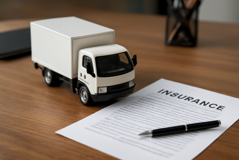 camion et papier assurance posés sur bureau