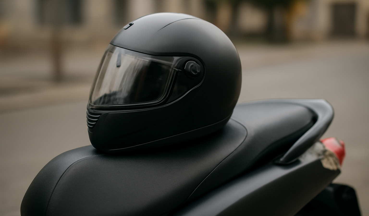 casque pose sur selle de scooter