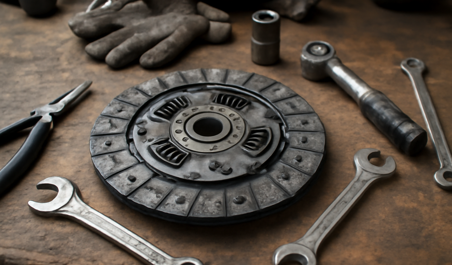 embrayage et outils sur établi d'atelier