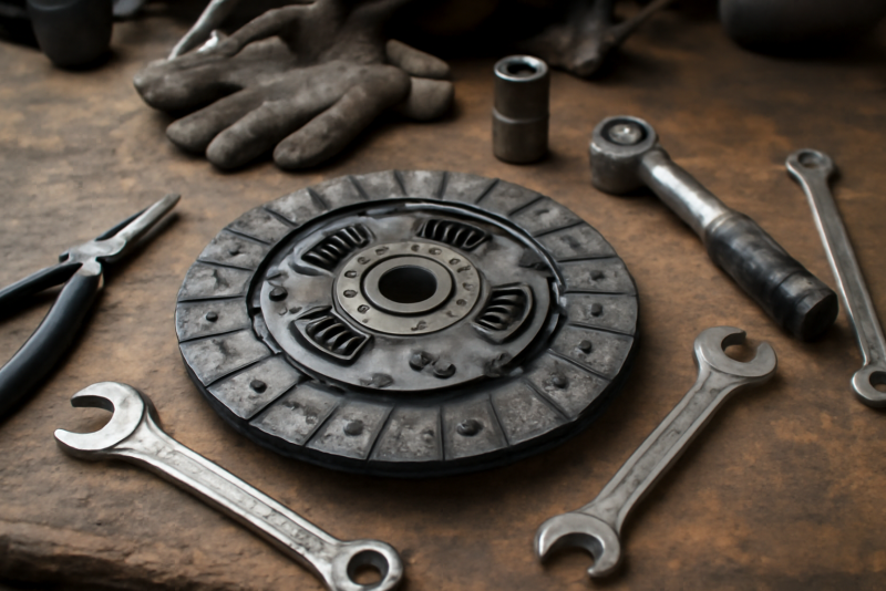 embrayage et outils sur établi d'atelier