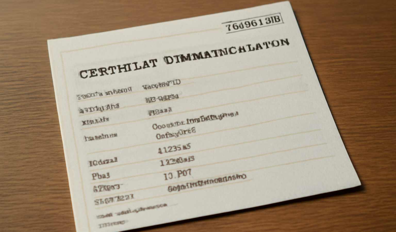 document d'immatriculation pose sur table