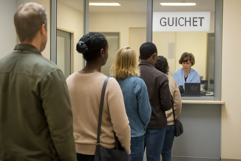 file d attente devant guichet administratif