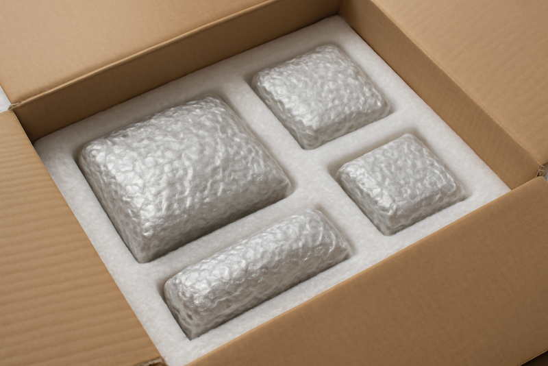 cartons avec mousse et pieces delicatement emballees