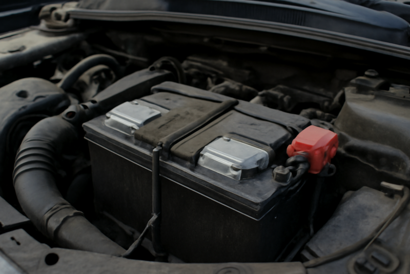 batterie voiture ouverte sous le capot