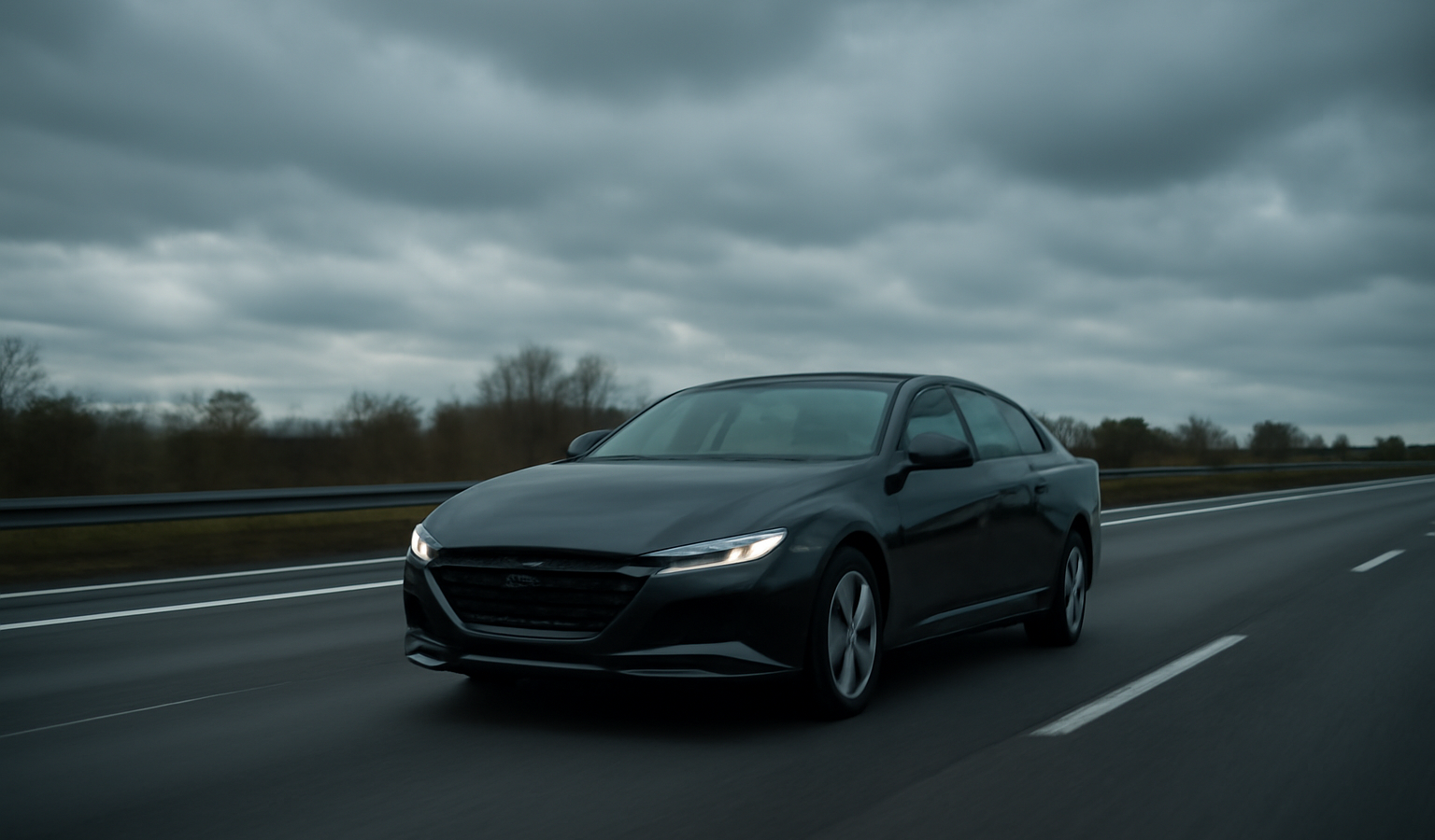 voiture sur autoroute sous ciel couvert