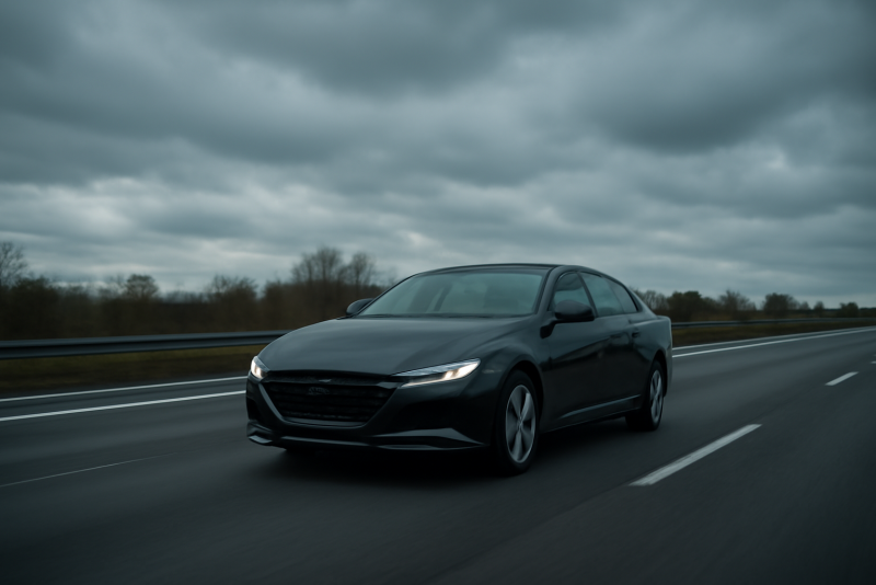 voiture sur autoroute sous ciel couvert
