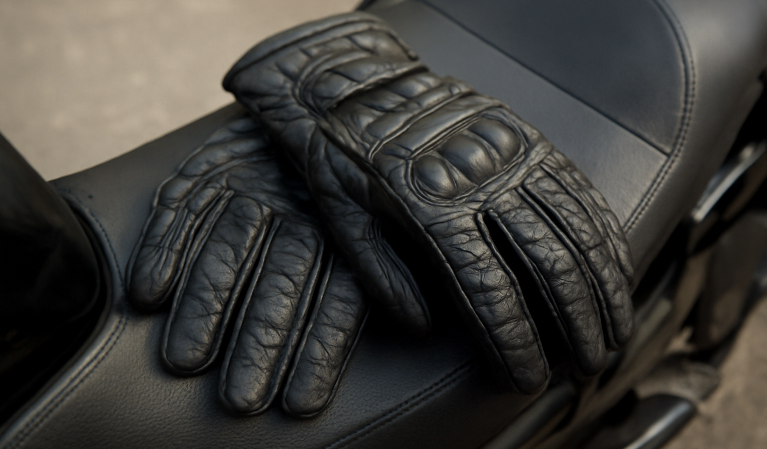 paire de gants moto posée sur siège