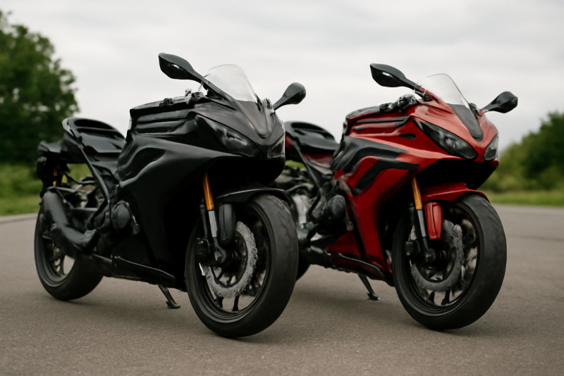 deux motos sportives garées cote a cote