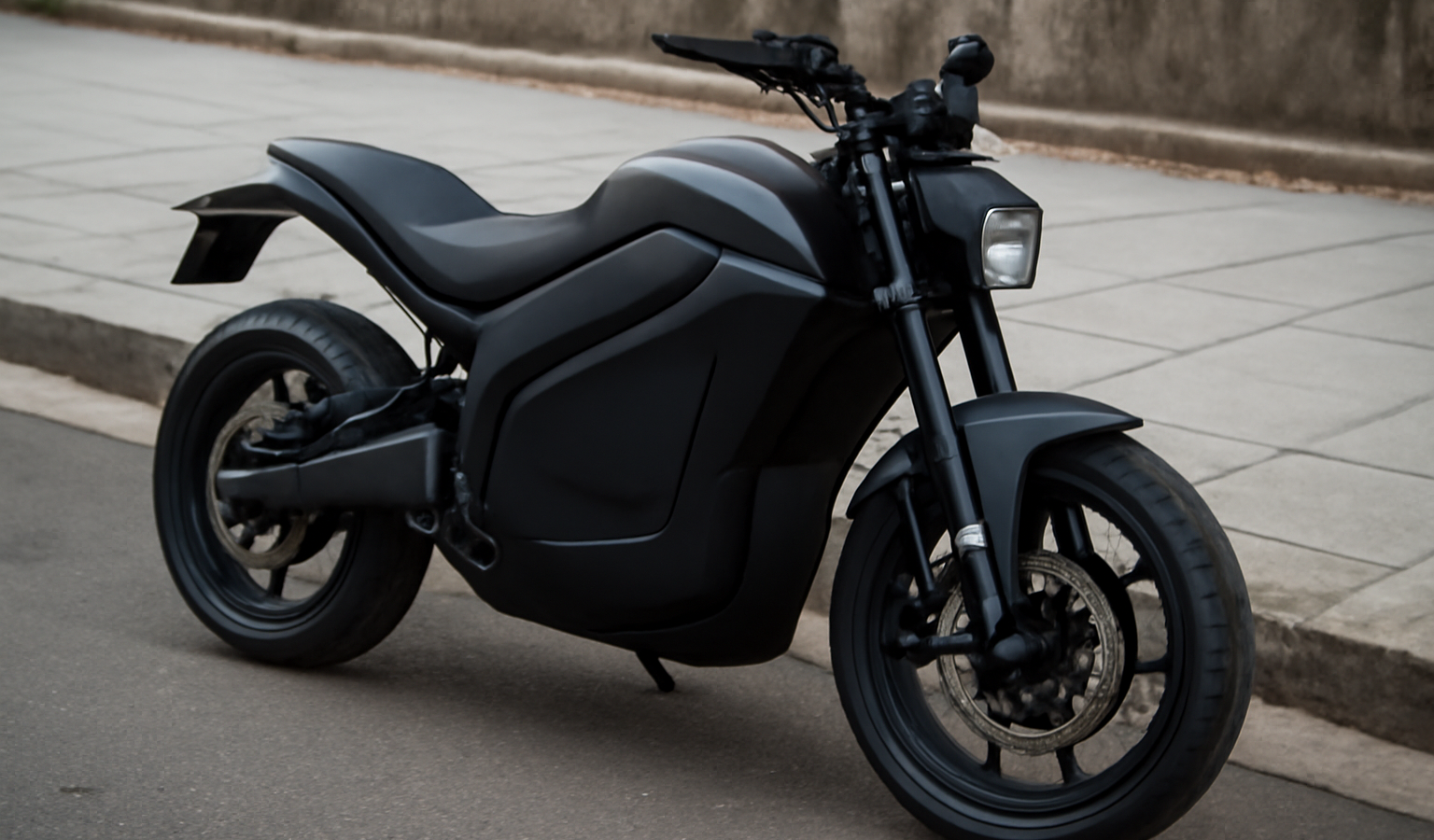 moto electrique garee pres d un trottoir