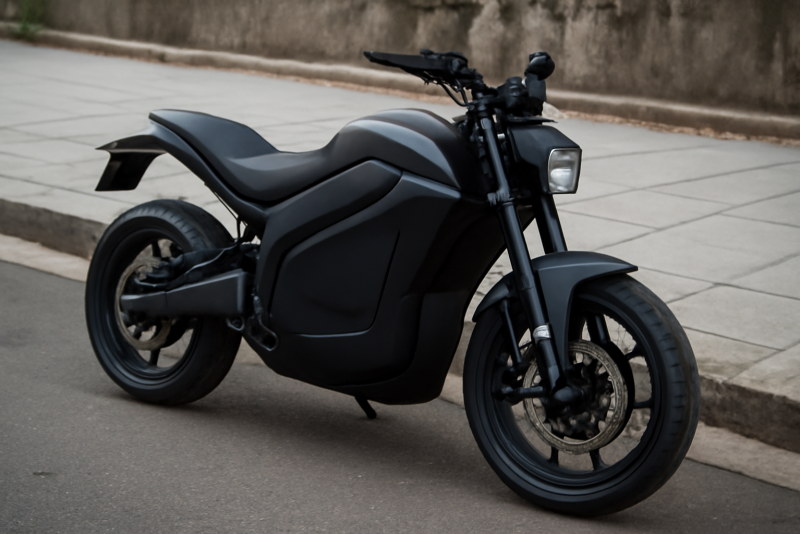 moto electrique garee pres d un trottoir