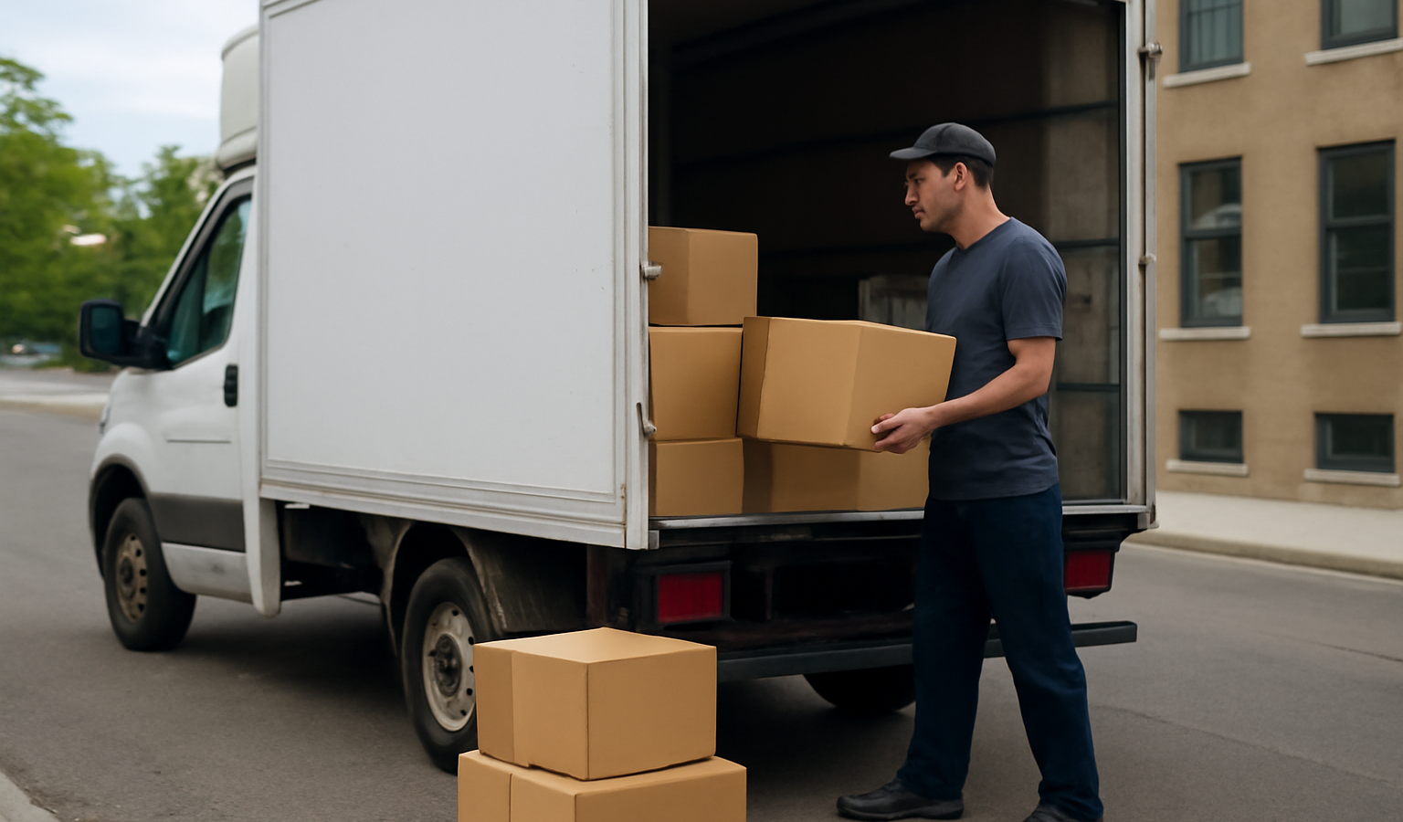camion de livraison chargeant des colis