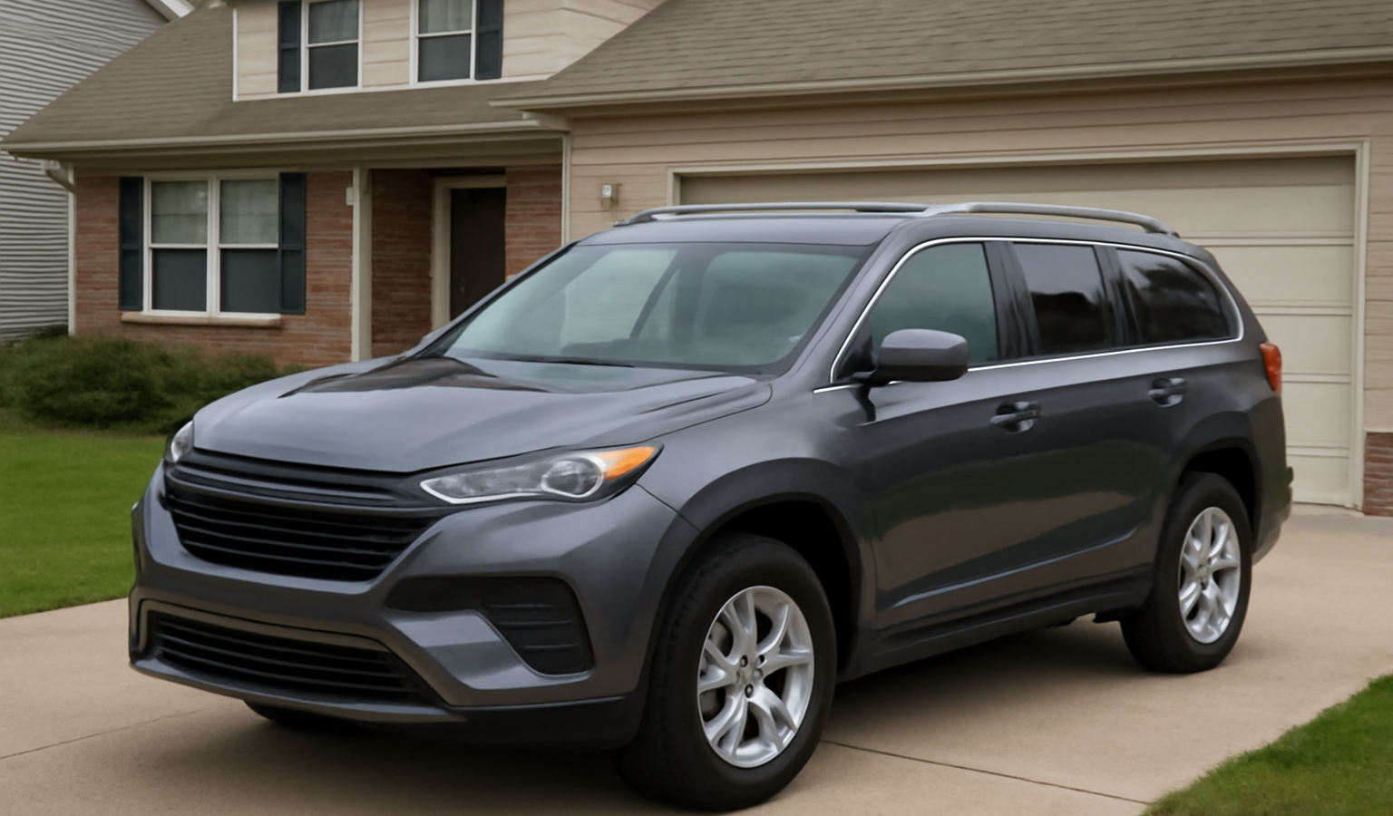 SUV familial garé devant maison de banlieue