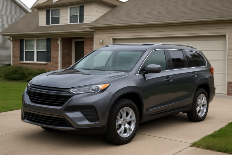 SUV familial garé devant maison de banlieue