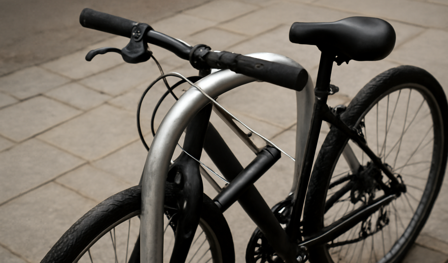 vélo attaché avec gros cadenas sur arceau