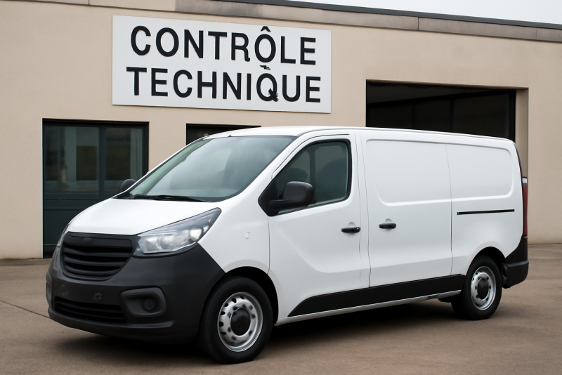 utilitaire garé devant centre de contrôle technique