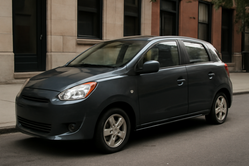 voiture compacte stationnee en rue urbaine