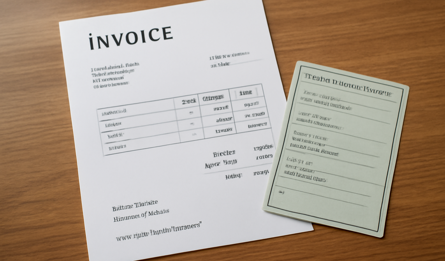 facture et carte grise posées sur bureau