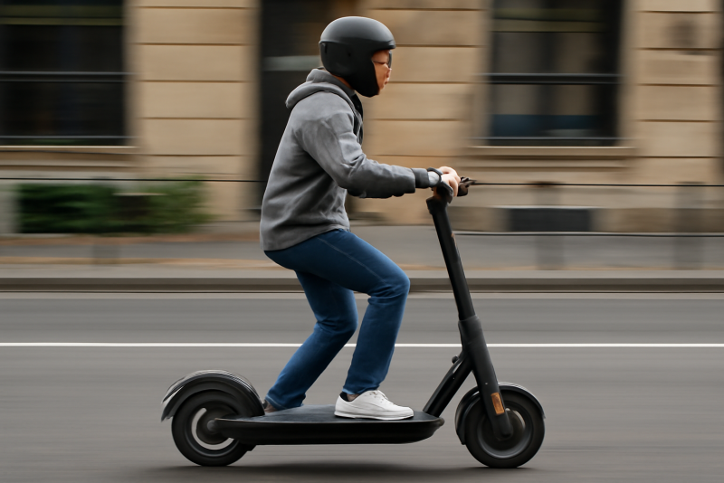 personne conduisant scooter electrique urbain