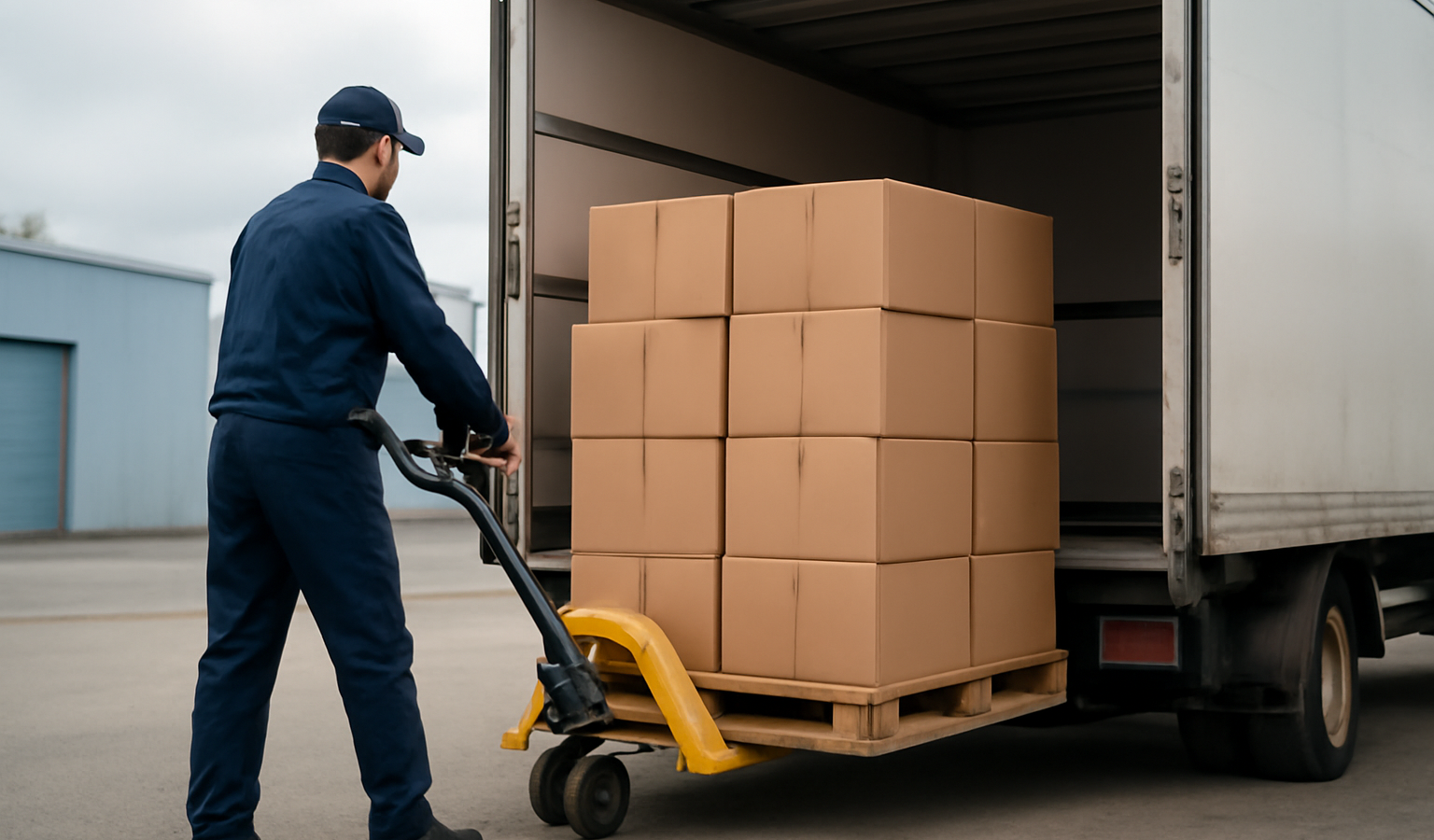 chargement de palette dans un camion de livraison