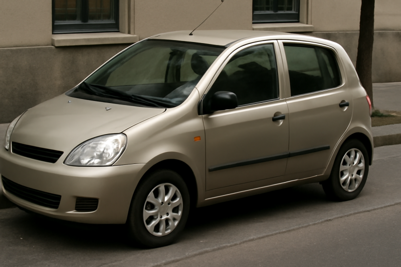 petite voiture citadine garée pres d un trottoir
